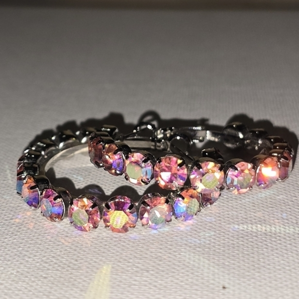 House Of Harlow Multicolor Iridescent Drop Hoop Earrings